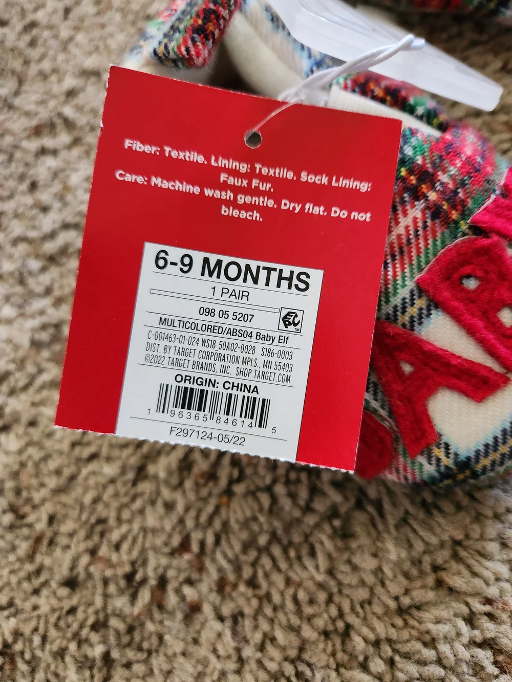 Wondershop Plaid Baby Elf Shoes - Red, Green & White Size 6/9M